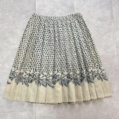 極美品✨45rpm プリーツスカート 膝下丈 フレア 藍染め 花柄 ペイズリー