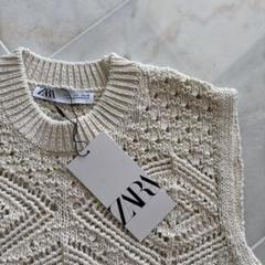ZARA ビーズ付き ノースリーブニット ほぼ新品】ZARAザラ ラインストーン ニット ノースリーブ