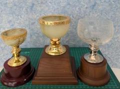 値下げ 美品 優勝カップ 3点 大理石 クラッシュガラス 受賞品 ゴルフ