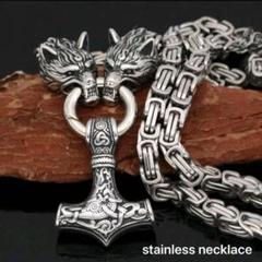 ネックレス necklace シルバー ステンレス 狼 メンズ