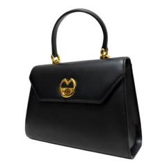 【美品】ミラショーン mila schon ハンドバッグ がま口 王冠 冠婚葬祭 極美品✨】ミラショーン ハンドバッグ 黒 レザー フォーマル 冠