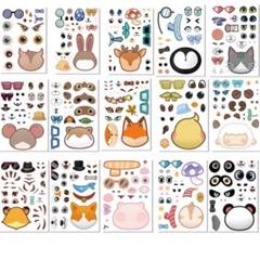 動物シール　パーツシール　ステッカー　16枚　おもしろ　知育　アニマル　きせかえ