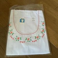 Potechino 花の刺繍付き　割烹着　新品 昭和レトロ 花柄刺繍 ホワイト 割烹着 Mサイズ 新品未使用