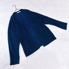 ikka トップス ボレロ ネイビー 長袖 カーディガン ポケット付き ラップ