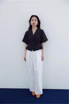 完売meer OPEN COLLAR SHORT SHIRT(CHARCOAL)