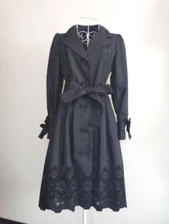 【美品】M'GRACY ロングワンピース シフォン ブラック 38 花柄 ロングワンピース 春秋シフォン レディース ワンピース花柄 黒
