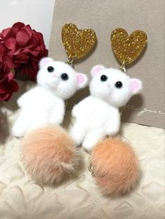 めちゃくちゃ可愛い♡白くまピアス