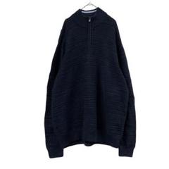 チャップスメンズセーター　黒　XL　ハーフジップ　秋冬　古着【2421】