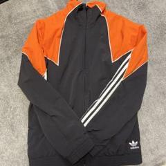 adidas ナイロンジャケット XL ネイビー/オレンジ adidas ナイロンジャケット XL オレンジ/ブラック - メルカリ