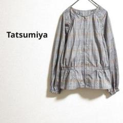 a901【Tatsumiya】ウエストマークジップアップフリルチュニックチェック
