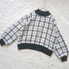GRL (M) グレイル 長袖 ハイネック ニット セーター 黒白チェック