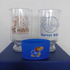 <レア> アメリカ カンザス大学 Jayhawk 巨大 グラスセット おまけ付