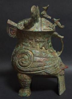 大型青銅製 金工細工 商代『婦好尊鴞』梟形の酒つぼ/オブジェ 茶道具 古美術 大型青銅製 金工細工 商代『婦好尊鴞』梟形の酒つぼ/オブジェ