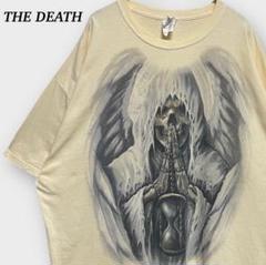死神 スカル 髑髏 骨 半袖 Tシャツ Y2K スタイル ベージュ