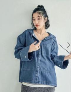 完売品!! LEPSIM デニムボタンフーディ ブルー Free 美品 レプシム 完売品!! LEPSIM デニムボタンフーディ ブルー Free 美品