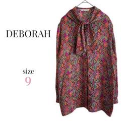 DEBORAH【9】カラフル 総柄 リボンタイ 長袖ブラウス エスニック民族衣装