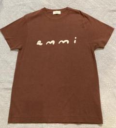 極美　emmi atelier 和紙混　ロゴTシャツ　バーガンディー F