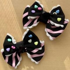 Angelic Pretty カラフルHeartリボンクリップSet クロ Colorful Heart Ribbon Clip Set by Angelic Pretty