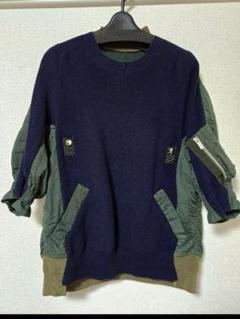 新品・レア）Sacai MA-1 ドッキング　ニットブルゾン（ブラック）サイズ2 sacai / サカイ | MA-1 ドッキング スウェット ブルゾン
