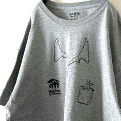 ギルダン 襟 プリント Habitat Tシャツ XL グレー 灰色 古着