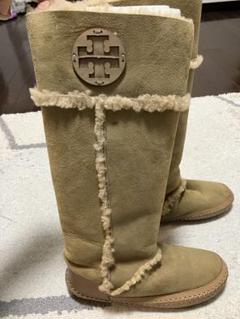 Tory Burch ベージュ ムートンブーツ TORY BURCH トリーバーチ ボア ミドル ロング ブーツ ベージュ