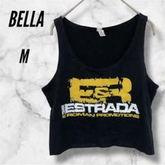 BELLA◇ブラックタンクトップ ブラック M Y2K ロゴプリント クロップド