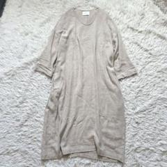 美品✨アーギュ ARGUE リネンバックリボンカフタンワンピース チャコール 美品✨アーギュ ARGUE リネンバックリボンカフタンワンピース
