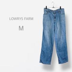 【LOWRYS FARM】　リネンブレンド　ハイウエスト　ワイドデニムパンツ