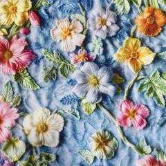 ❣️【限定】鮮やかなお花柄立体感　綿100%シーチング生地　110x100cm