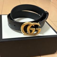 [希少] GUCCI 黒524103 レザー GGマーモント 75/30 ベルト 希少] GUCCI 黒524103 レザー GGマーモント 75/30 ベルト