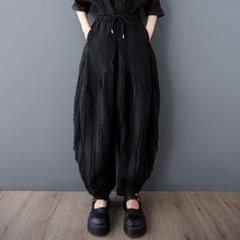 カジュアル 個性的なデザイン テーパードパンツ 切り替 ハイウエスト 新品