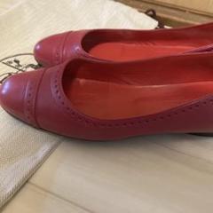最終お値下け エルメス HERMES フラットパンプス レザーメダリオン ピンクのサムネイル