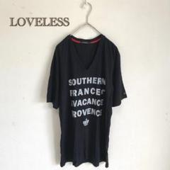 LOVELESS】黒　Vネック　プリント　Tシャツ　メンズ【2】カットソー　半袖