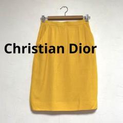 クリスチャンディオール スカート　シルク混　イエロー　膝丈　M
