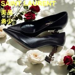 ✨美品 SAINT LAURENTサンダル 希少ヒール ブラック レザー 箱付 オピウム サンダル（ブラック／パテントレザー＆ブラックメタル