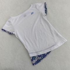 ヨネックス Tシャツ 花柄 ホワイト ブルー ボートネック ポリエステル S