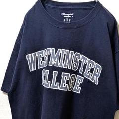 チャンピオン ウェストミンスター大学 Tシャツ ネイビー 紺色 L 古着