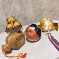 値下げ⬇️【時代物】御殿まり　伝統民芸品　吊るし飾り 小槌 手毬 5点セット 値下げ⬇️【時代物】御殿まり 伝統民芸品 吊るし飾り 小槌 手毬