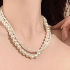 【新品】2連パールネックレス　結婚式　入学式　卒業式　アクセサリー　冠婚葬祭④のサムネイル