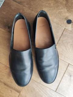 feit ブラックレザー スリッポン