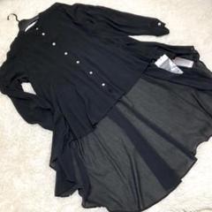 クールカレアン　シアー　ロングシャツ　変形デザイン　ブラック　タグ付き