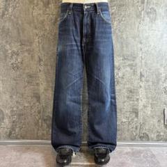 Wrangler〈ストレートデニムパンツ ジーンズ 濃いめ W34 ヒゲ〉