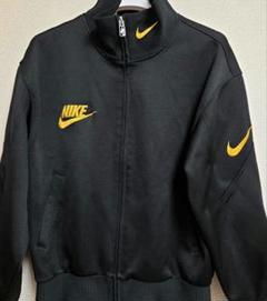 希少サイズ☆黒タグ ナイキ 刺繍ロゴ トラックジャケット XL 青×白黒 NIKE 90's ロゴ刺繍 黒 × 黄 × 青 古着 トラックジャケット