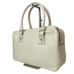 良品 MaxMara 2795 ハンドバッグ アイボリー レザー ロゴプレート