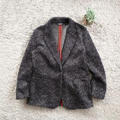 【LANDS'END】裏起毛ジャケット メランジ 飾りポケット コート ブラック