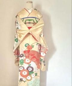【振袖 単品】美品　正絹振袖　流水草花竹文　金銀　成人式 GW限定値下げ8,380→7,777円】正絹振袖流水草花竹文金銀成人式