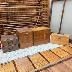 古い木製 3杯 小引き出し 小物入れ 古道具 古家具 アンティーク 3杯小引き出し 昭和初期頃 木製無垢材 古道具 古