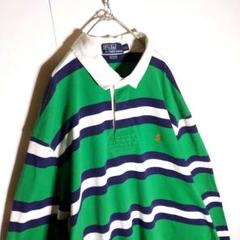 ポロバイラルフローレンマルチボーダーラガーシャツ緑XXL