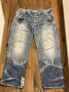 アナクロノーム 36 ワークパンツ デニムブルー ダメージ加工 アナクロノーム 36 ワークパンツ デニムブルー ダメージ加工
