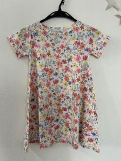 GLOBAL WORK 花柄 半袖Aラインワンピース XL 120〜130cm